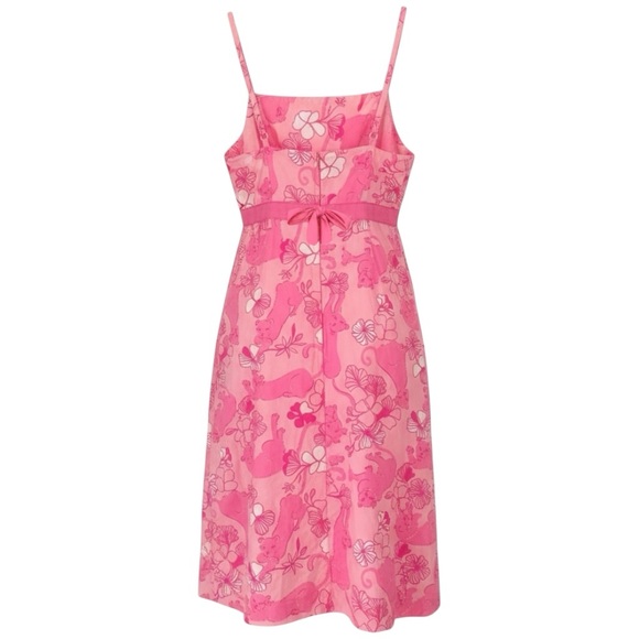 Lilly Pulitzer Vintage White Label Grrranium Panther Lion Cat Pink Dress Sz 0 XS - Picture 2 of 9